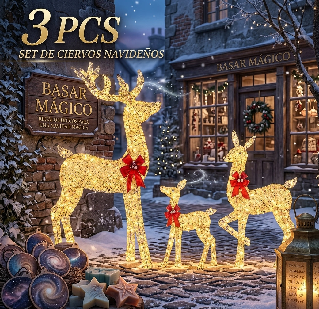 SET DE 3 CIERVOS NAVIDEÑOS