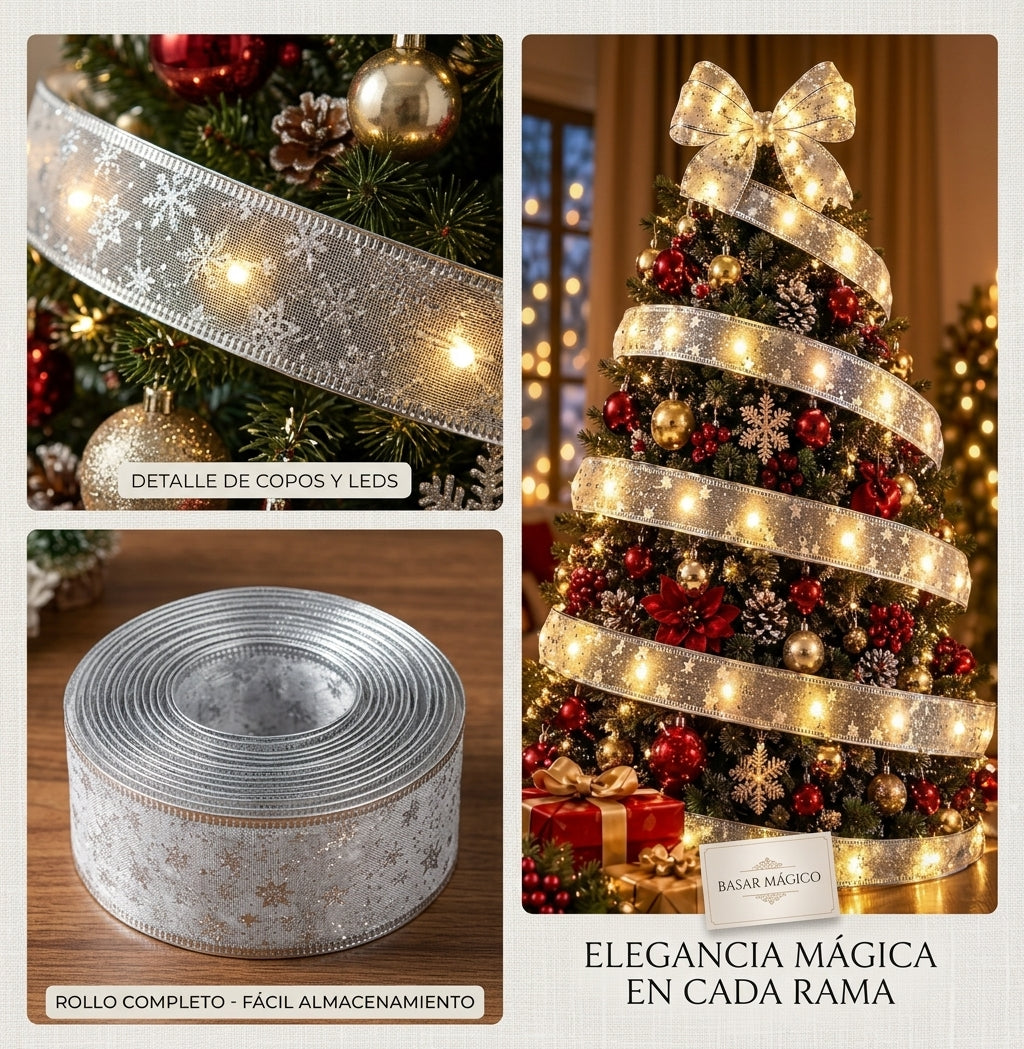 CINTA NAVIDEÑA DECORATIVA CON LUCES LED